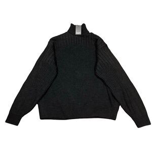 NWT Toscano Ribbed Sweater Sz XL Tall Charcoal Mock Neck Merino Wool Italy Made‎